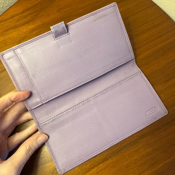 Vintage Coach Lavender Leather Checkbook Wallet - Picture 6 of 9